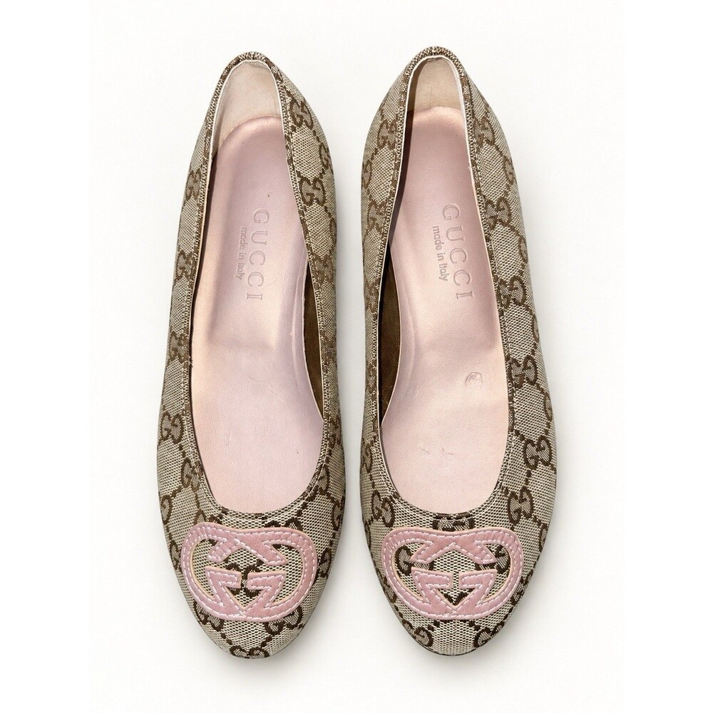Gucci GG Monogram Canvas Pink Interlocking G Ballet Flats 36.5 Y2K